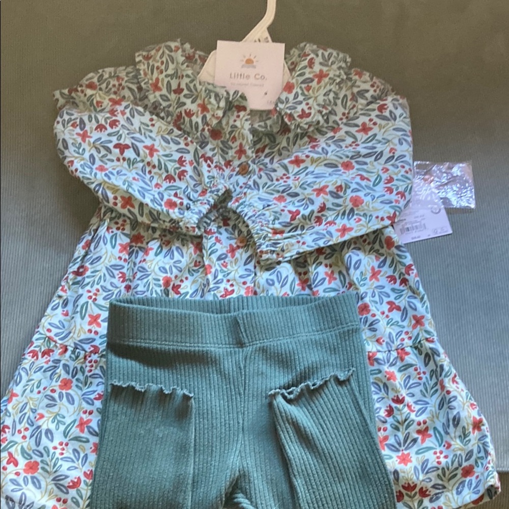 Floral Dress with Green Leggings